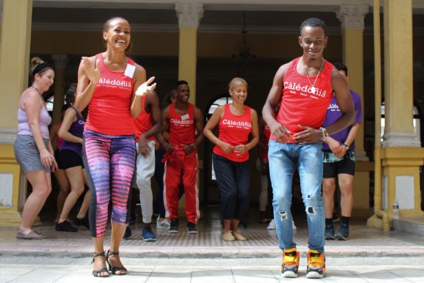 Our main dance teachers, Laima and Coco, in the middle of a rumba lesson.